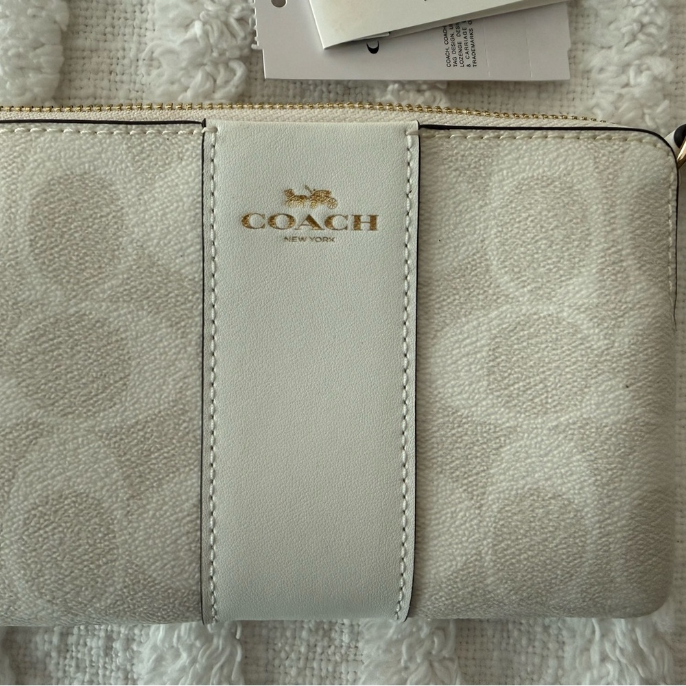 Coach Cream and Gold Wristlet Clutch
